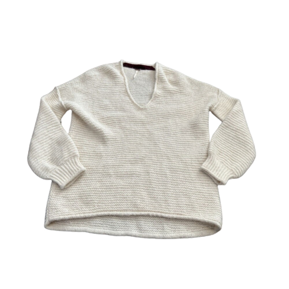 Free People Size S Alpaca Blend Sweater All Mine Ivory Oversize Chunky Pullover‎